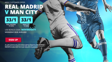 Back Real Madrid OR Man City at 33/1 with Novibet